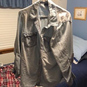 Lane Bryant faux denim button up